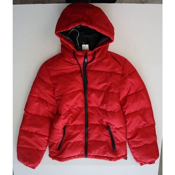 Aéropostale 2123-615 Women's Sz XS Red Remixed Down Quilted Hooded Puffer Jacket - Picture 6 of 7